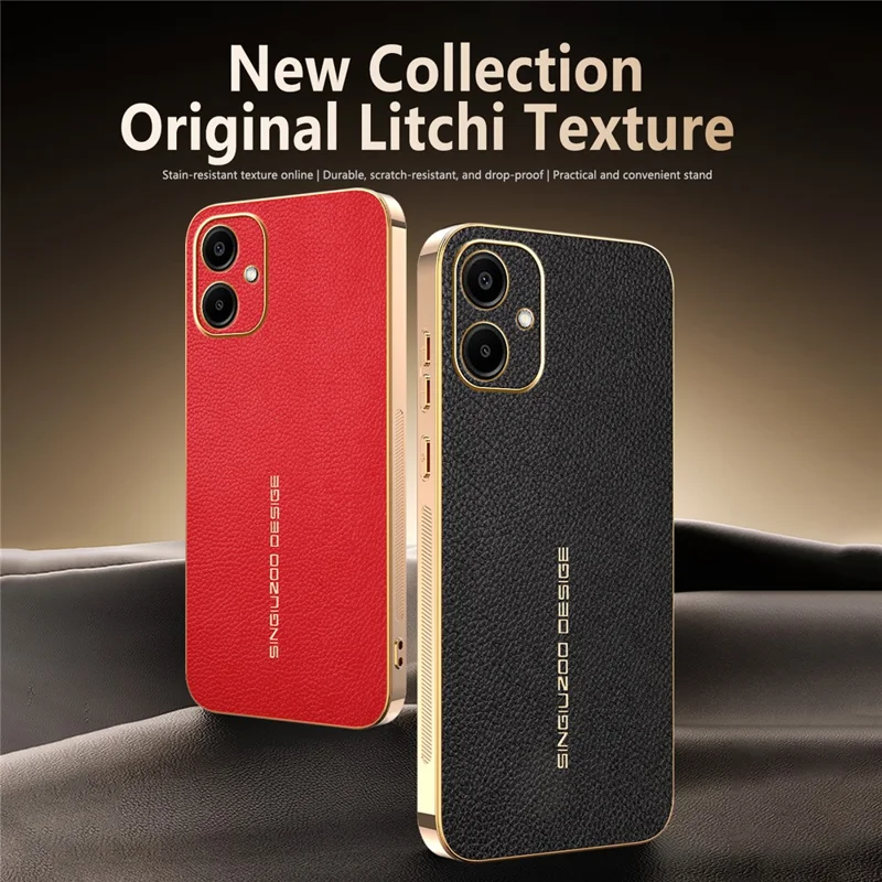 Phone Case For Samsung Galaxy A06 4G  /  A06 5G Anti Scratch Litchi Texture TPU Leather PU Phone Back Cover - Black