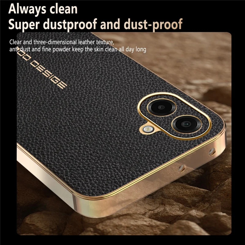 Coque de téléphone pour Samsung Galaxy A07 4G / A07 5G anti-rayures, texture cuir synthétique effet croûte, TPU et PU, protection arrière - Noir