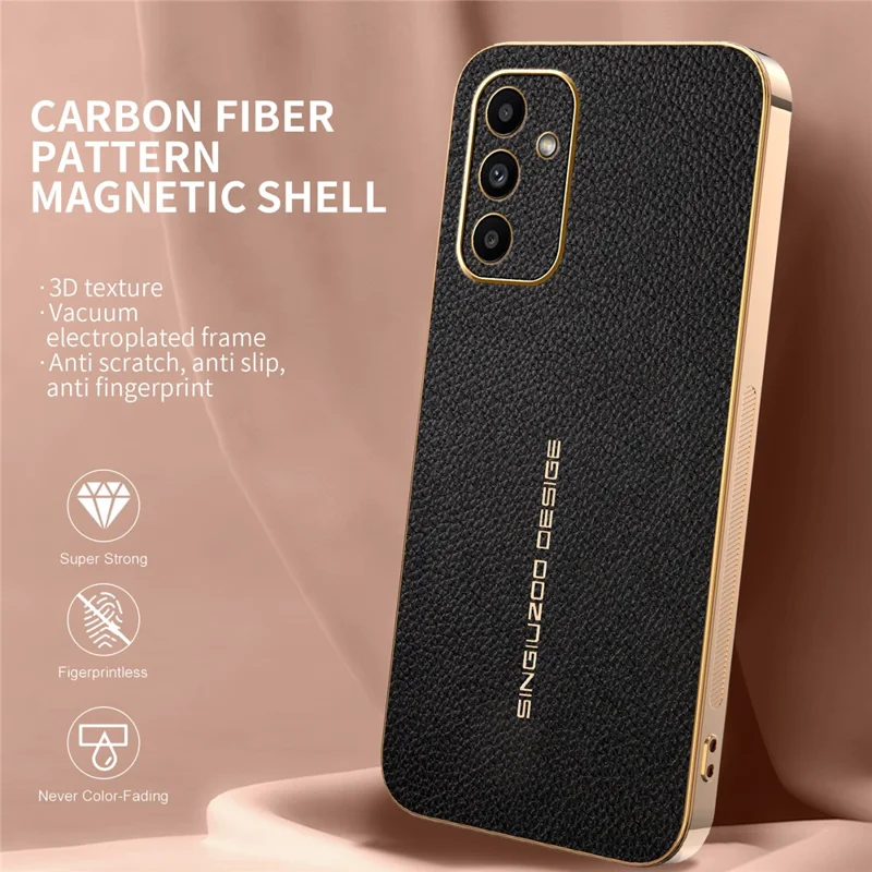 Phone Case For Samsung Galaxy A15 5G  /  A15 4G Anti Scratch Litchi Texture TPU Leather PU Phone Back Cover - Black