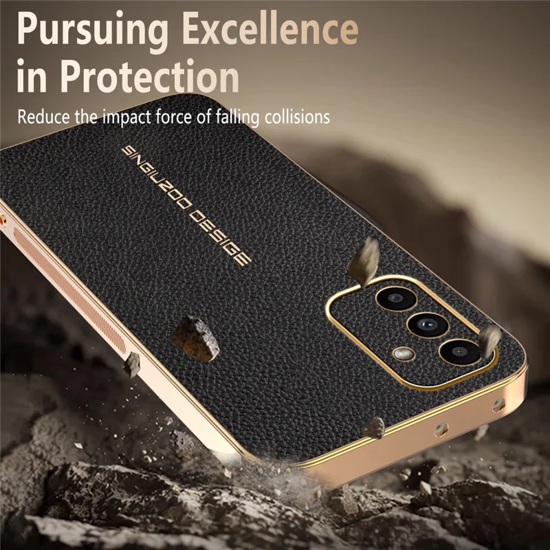 Phone Case For Samsung Galaxy A15 5G  /  A15 4G Anti Scratch Litchi Texture TPU Leather PU Phone Back Cover - Black