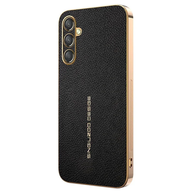 For Samsung Galaxy A25 5G (Global) (161mm) Case Anti Scratch Litchi Texture TPU Leather PU Phone Back Cover - Black