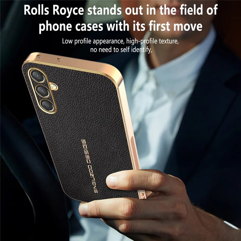 For Samsung Galaxy A25 5G (Global) (161mm) Case Anti Scratch Litchi Texture TPU Leather PU Phone Back Cover - Black