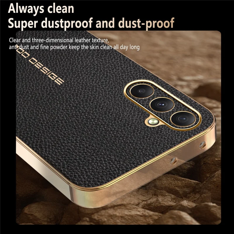 For Samsung Galaxy A35 5G Case Anti Scratch Litchi Texture TPU Leather PU Phone Back Cover - Black