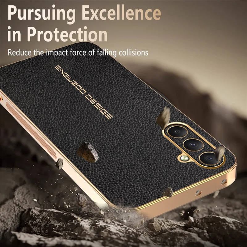 For Samsung Galaxy A35 5G Case Anti Scratch Litchi Texture TPU Leather PU Phone Back Cover - Black