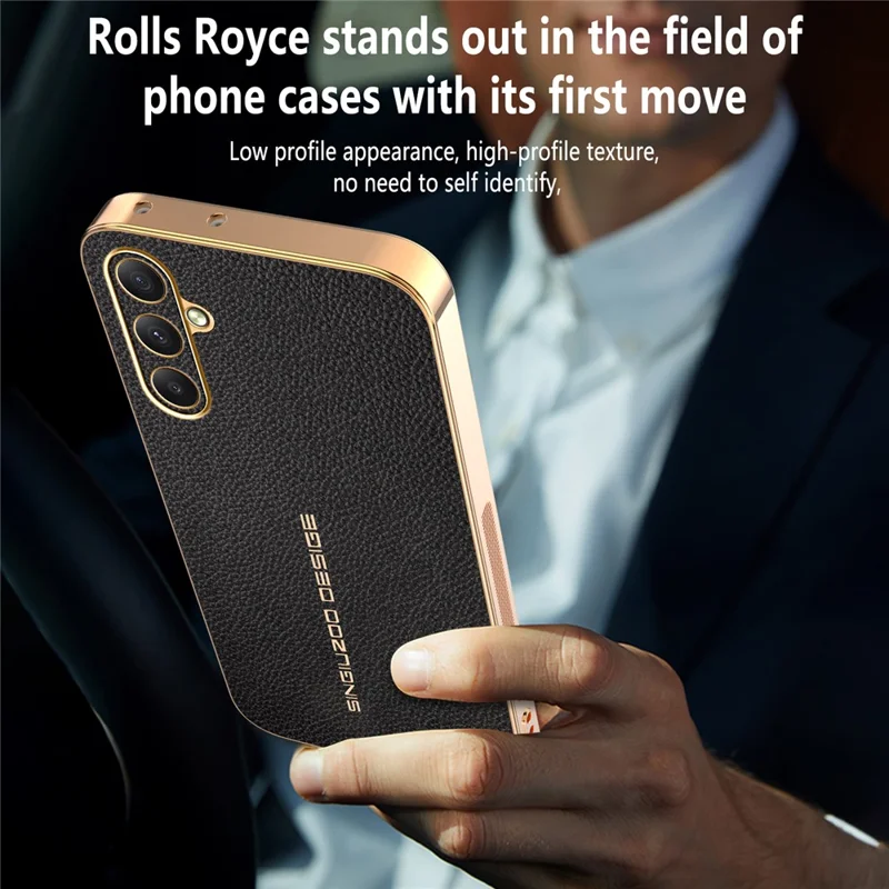 For Samsung Galaxy A35 5G Case Anti Scratch Litchi Texture TPU Leather PU Phone Back Cover - Black