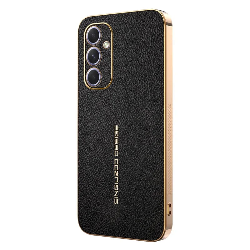 For Samsung Galaxy A54 5G Case Anti Scratch Litchi Texture TPU Leather PU Phone Back Cover - Black