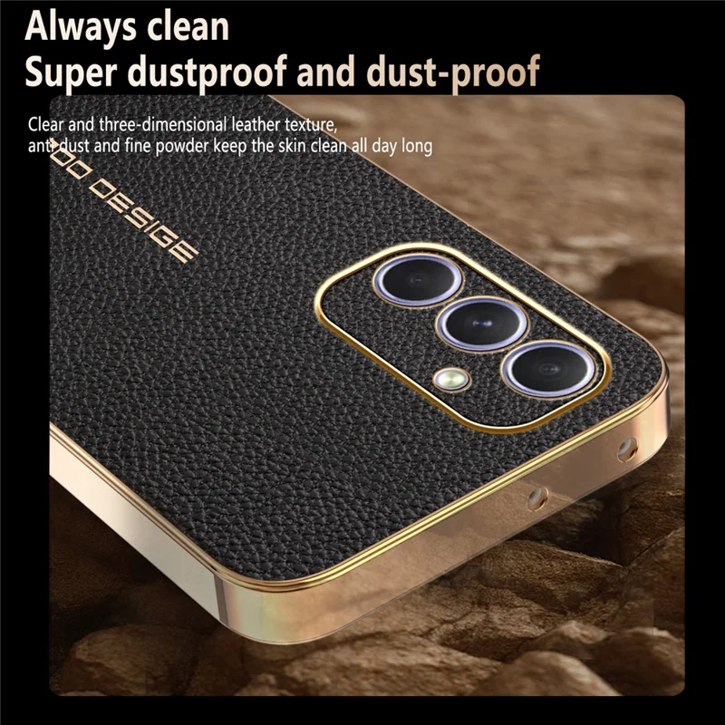 For Samsung Galaxy A54 5G Case Anti Scratch Litchi Texture TPU Leather PU Phone Back Cover - Black