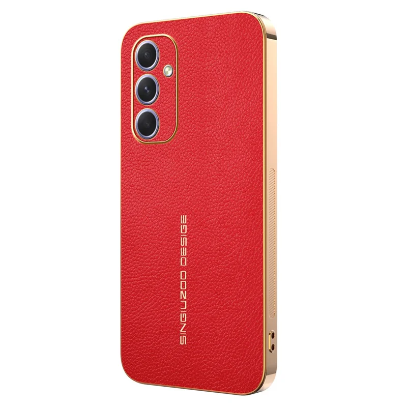 For Samsung Galaxy A54 5G Case Anti Scratch Litchi Texture TPU Leather PU Phone Back Cover - Red