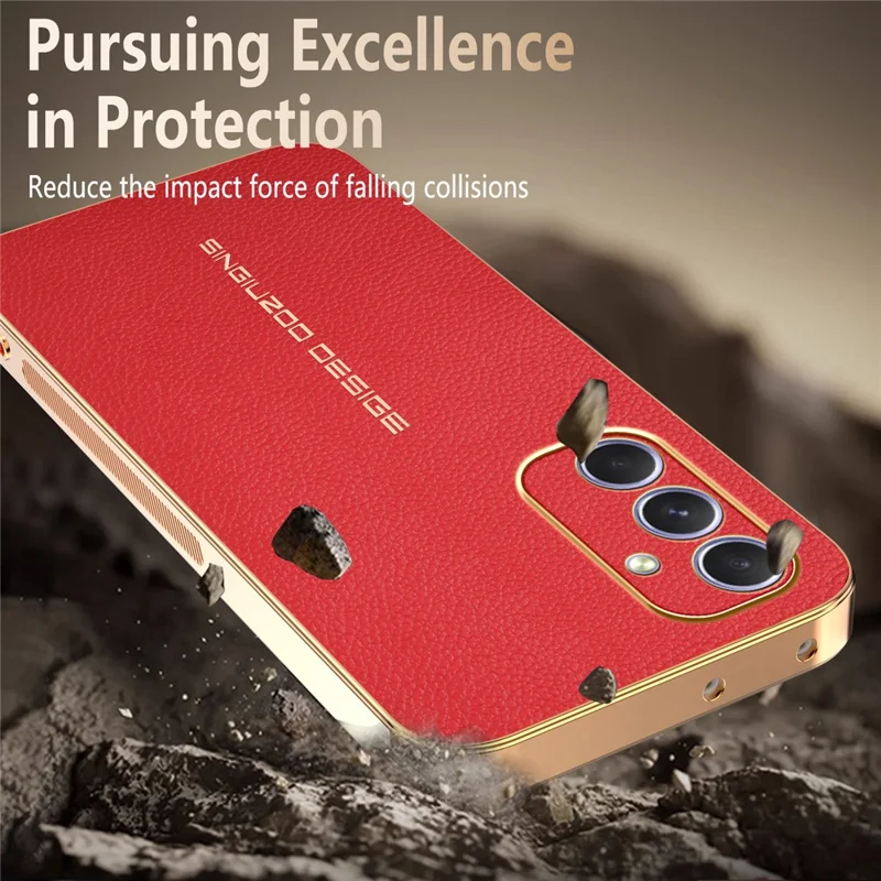 For Samsung Galaxy A54 5G Case Anti Scratch Litchi Texture TPU Leather PU Phone Back Cover - Red