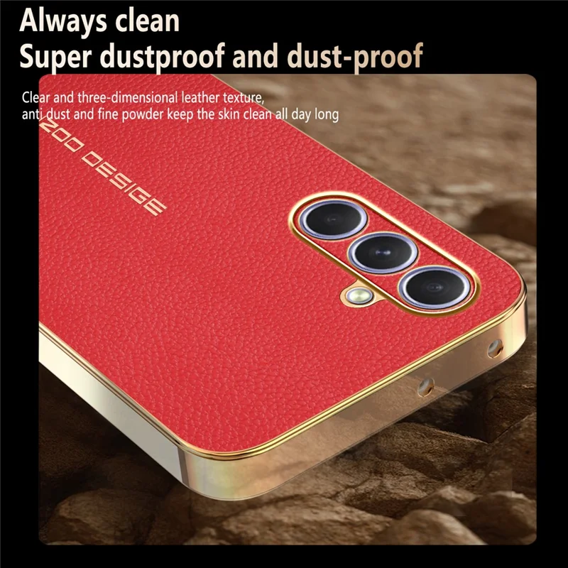 For Samsung Galaxy A55 5G Case Anti Scratch Litchi Texture TPU Leather PU Phone Back Cover - Red