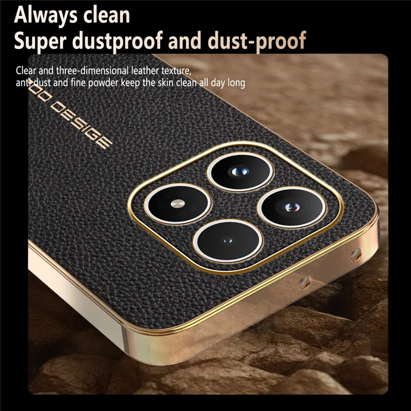 For Xiaomi 17 Case Anti Scratch Litchi Texture TPU Leather PU Phone Back Cover - Black