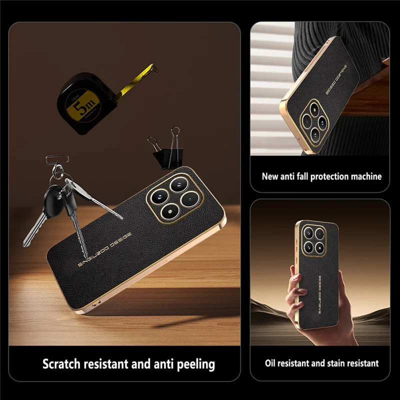 For Xiaomi 17 Case Anti Scratch Litchi Texture TPU Leather PU Phone Back Cover - Black