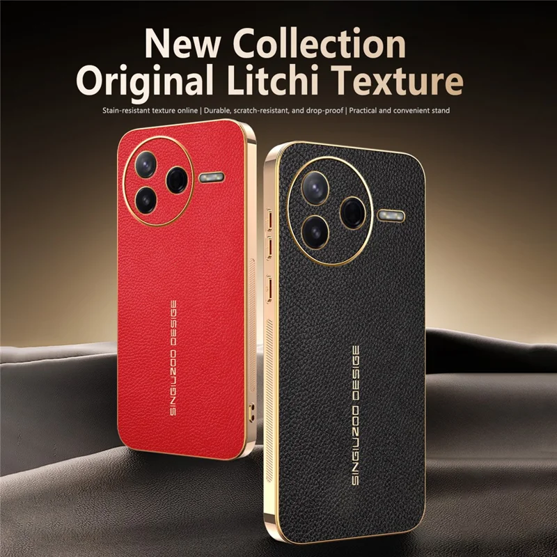 Phone Case For Xiaomi Redmi K80 5G  /  Poco F7 Pro 5G Anti Scratch Litchi Texture TPU Leather PU Phone Back Cover - Black