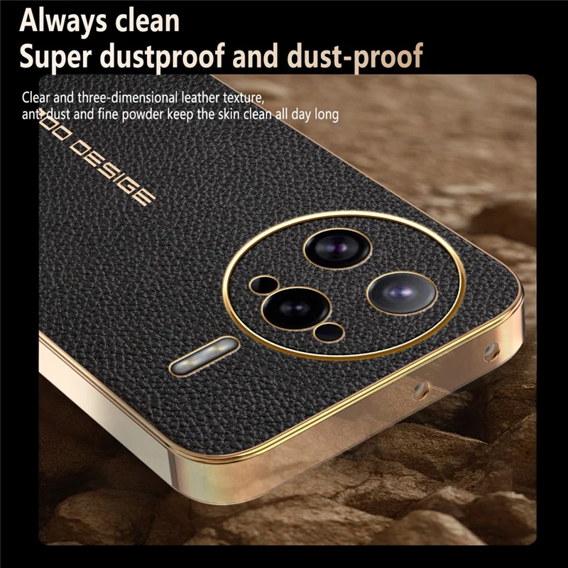 Phone Case For Xiaomi Redmi K80 Pro 5G  /  Poco F7 Ultra 5G Anti Scratch Litchi Texture TPU Leather PU Phone Back Cover - Black