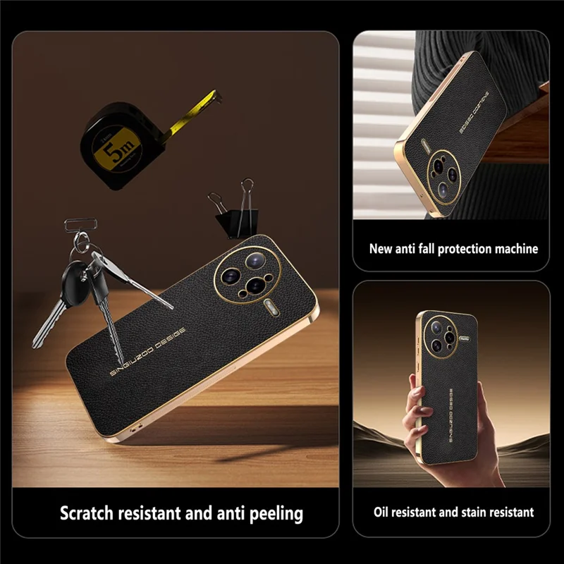 Phone Case For Xiaomi Redmi K80 Pro 5G  /  Poco F7 Ultra 5G Anti Scratch Litchi Texture TPU Leather PU Phone Back Cover - Black