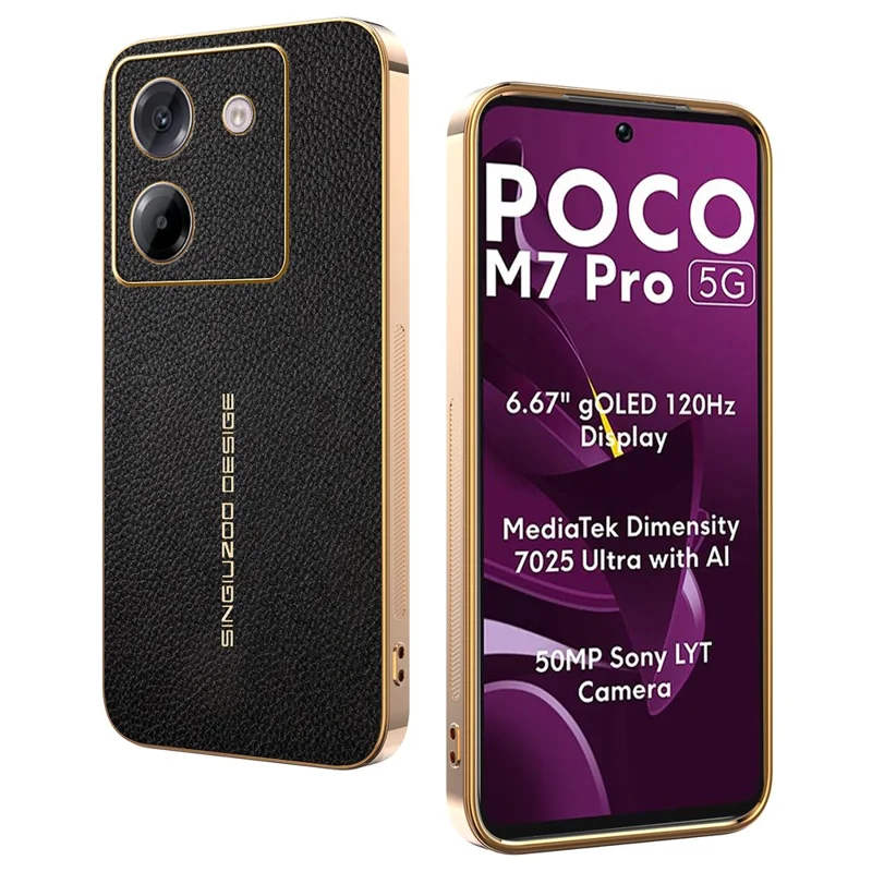Чехол для Xiaomi Poco M7 Pro 5G, устойчивый к царапинам, с текстурой кожи аллигатора, задняя панель из термополиуретана и искусственной кожи — черный