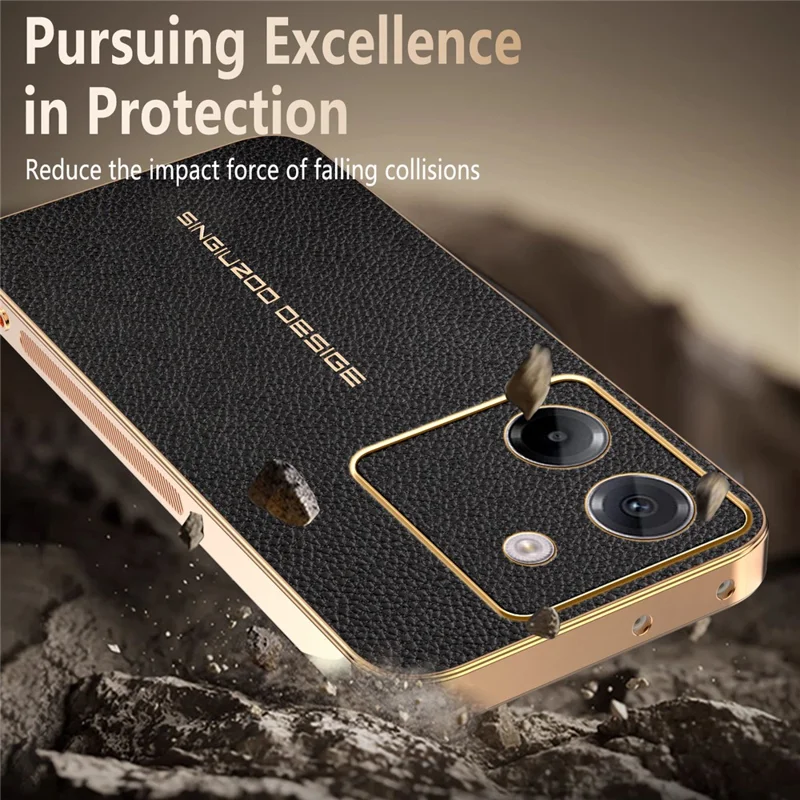 Чехол для Xiaomi Poco M7 Pro 5G, устойчивый к царапинам, с текстурой кожи аллигатора, задняя панель из термополиуретана и искусственной кожи — черный