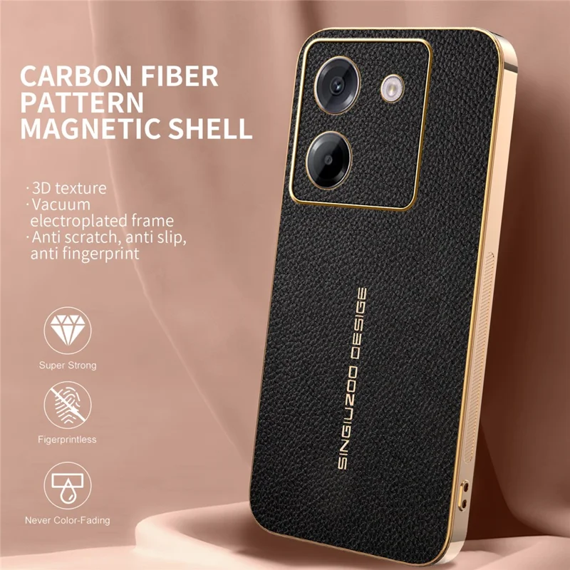 Чехол для Xiaomi Poco M7 Pro 5G, устойчивый к царапинам, с текстурой кожи аллигатора, задняя панель из термополиуретана и искусственной кожи — черный