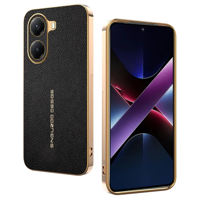 Custodia per telefono per Xiaomi Redmi Turbo 4 5G / Poco X7 Pro 5G anti-graffio con texture effetto coccodrillo in TPU e pelle PU - Nero