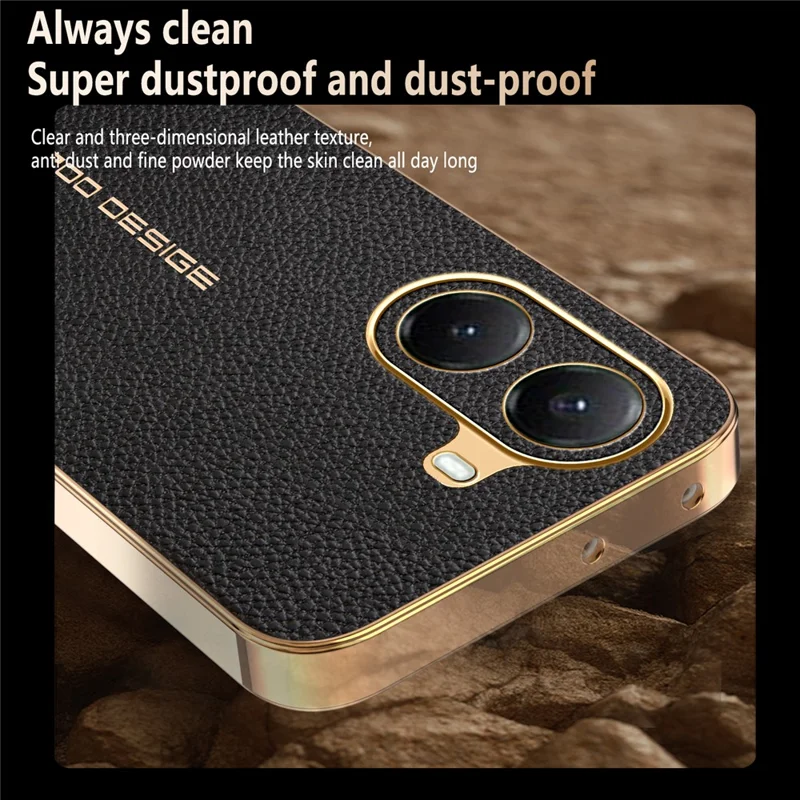 Custodia per telefono per Xiaomi Redmi Turbo 4 5G / Poco X7 Pro 5G anti-graffio con texture effetto coccodrillo in TPU e pelle PU - Nero