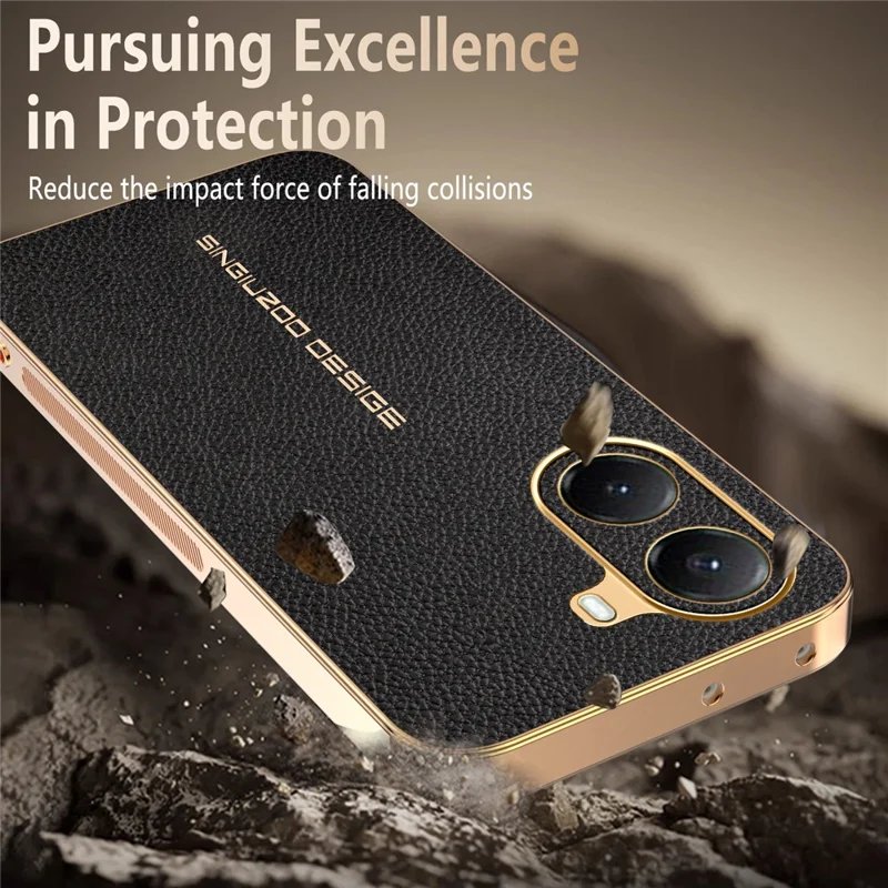 Custodia per telefono per Xiaomi Redmi Turbo 4 5G / Poco X7 Pro 5G anti-graffio con texture effetto coccodrillo in TPU e pelle PU - Nero