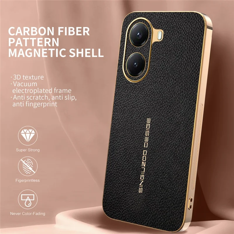 Custodia per telefono per Xiaomi Redmi Turbo 4 5G / Poco X7 Pro 5G anti-graffio con texture effetto coccodrillo in TPU e pelle PU - Nero