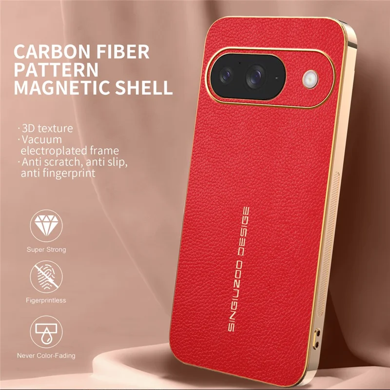 For Google Pixel 9 Case Anti Scratch Litchi Texture TPU Leather PU Phone Back Cover - Red