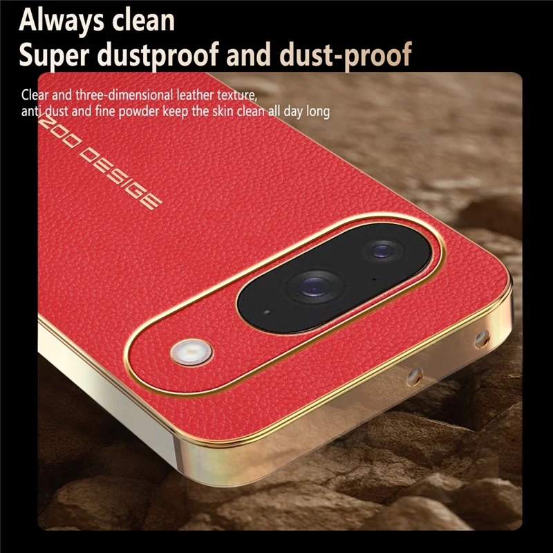 For Google Pixel 9 Case Anti Scratch Litchi Texture TPU Leather PU Phone Back Cover - Red