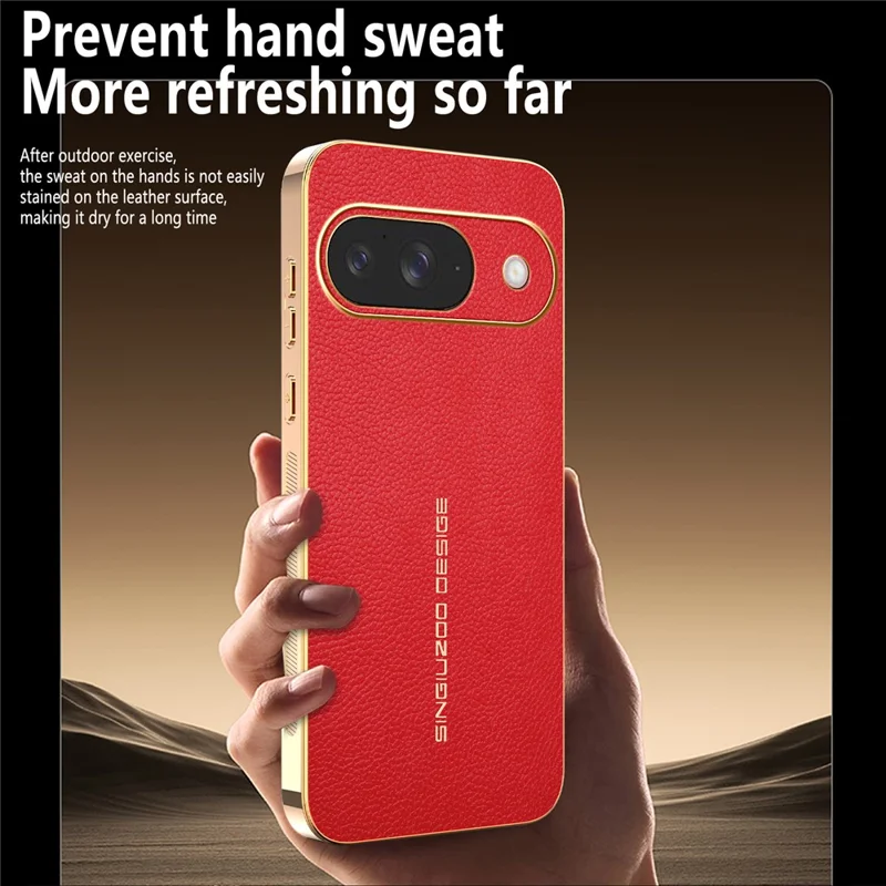 For Google Pixel 9 Case Anti Scratch Litchi Texture TPU Leather PU Phone Back Cover - Red