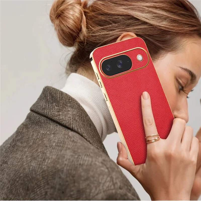For Google Pixel 9 Case Anti Scratch Litchi Texture TPU Leather PU Phone Back Cover - Red