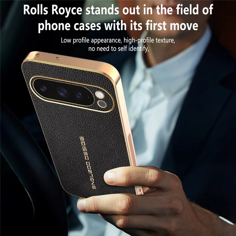 For Google Pixel 9 Pro Case Anti Scratch Litchi Texture TPU Leather PU Phone Back Cover - Black