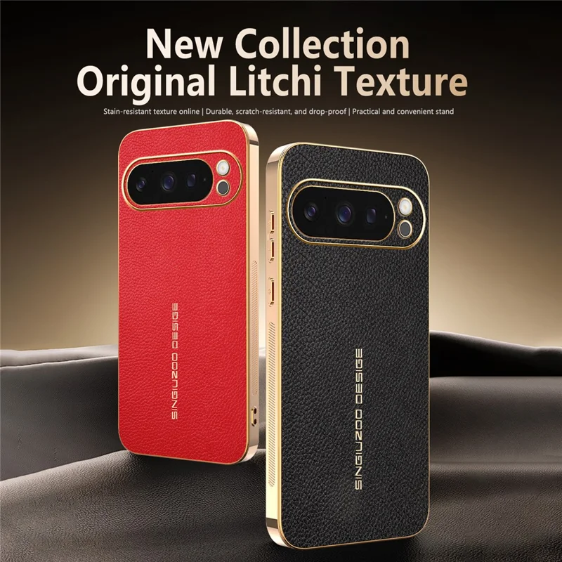 For Google Pixel 9 Pro Case Anti Scratch Litchi Texture TPU Leather PU Phone Back Cover - Black