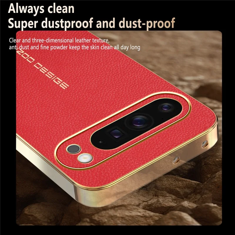 For Google Pixel 9 Pro XL Case Anti Scratch Litchi Texture TPU Leather PU Phone Back Cover - Red