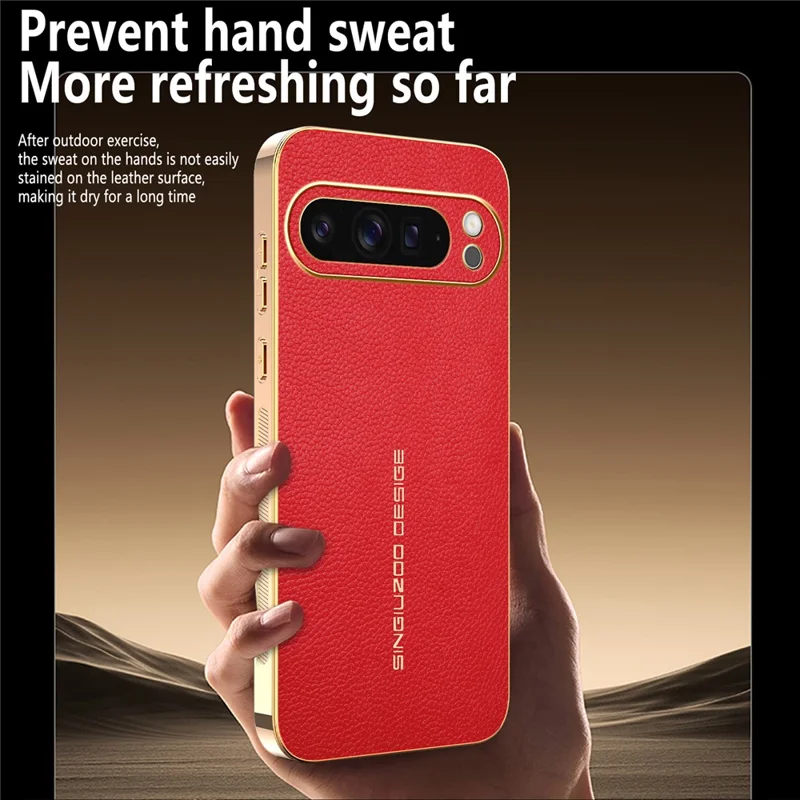 For Google Pixel 9 Pro XL Case Anti Scratch Litchi Texture TPU Leather PU Phone Back Cover - Red
