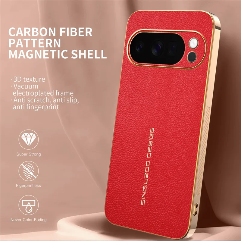 For Google Pixel 10 Pro Case Anti Scratch Litchi Texture TPU Leather PU Phone Back Cover - Red