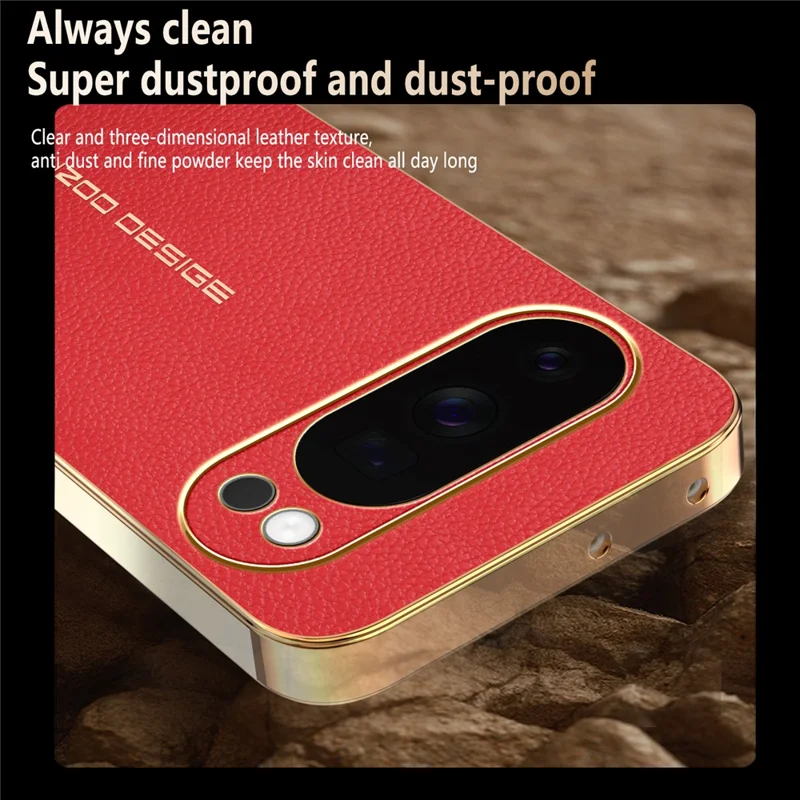 For Google Pixel 10 Pro Case Anti Scratch Litchi Texture TPU Leather PU Phone Back Cover - Red