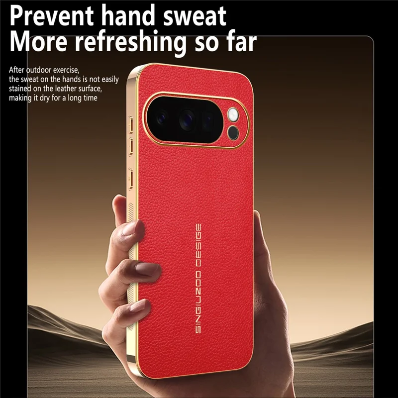 For Google Pixel 10 Pro Case Anti Scratch Litchi Texture TPU Leather PU Phone Back Cover - Red