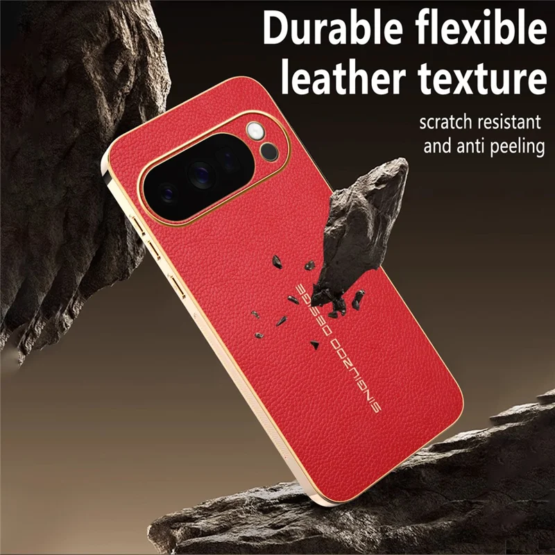 For Google Pixel 10 Pro Case Anti Scratch Litchi Texture TPU Leather PU Phone Back Cover - Red