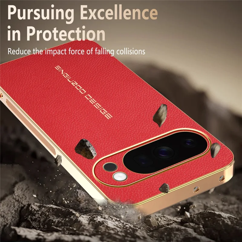 For Google Pixel 10 Pro Case Anti Scratch Litchi Texture TPU Leather PU Phone Back Cover - Red