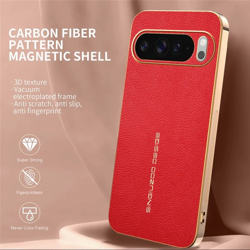 For Google Pixel 10 Pro XL Case Anti Scratch Litchi Texture TPU Leather PU Phone Back Cover - Red