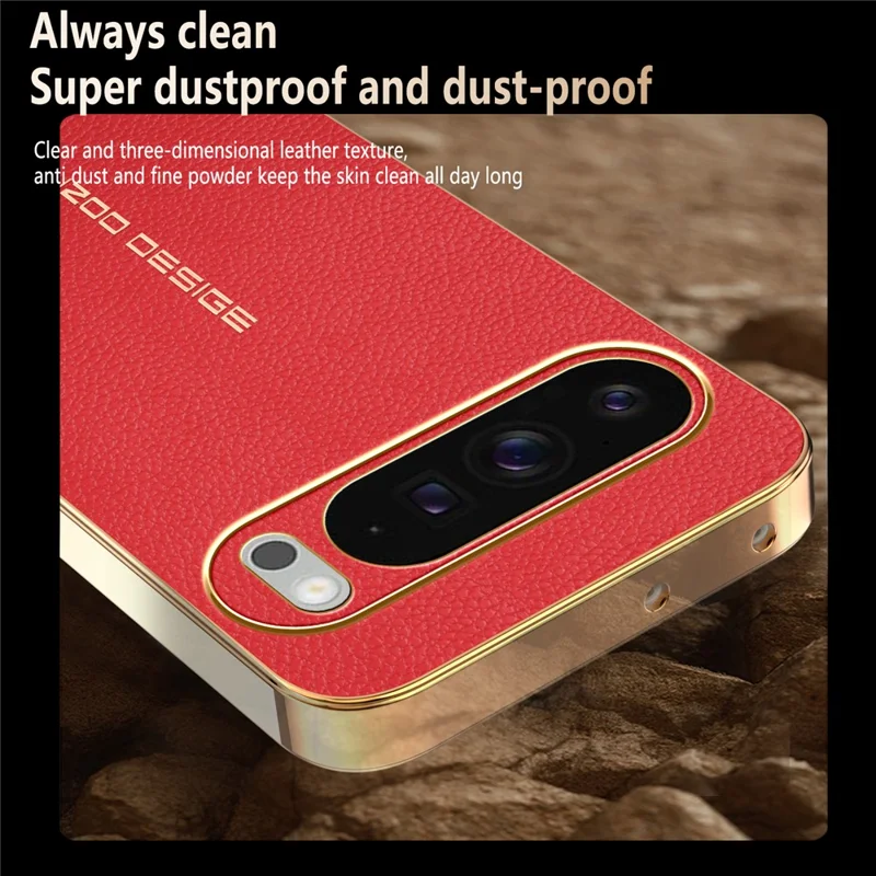 For Google Pixel 10 Pro XL Case Anti Scratch Litchi Texture TPU Leather PU Phone Back Cover - Red