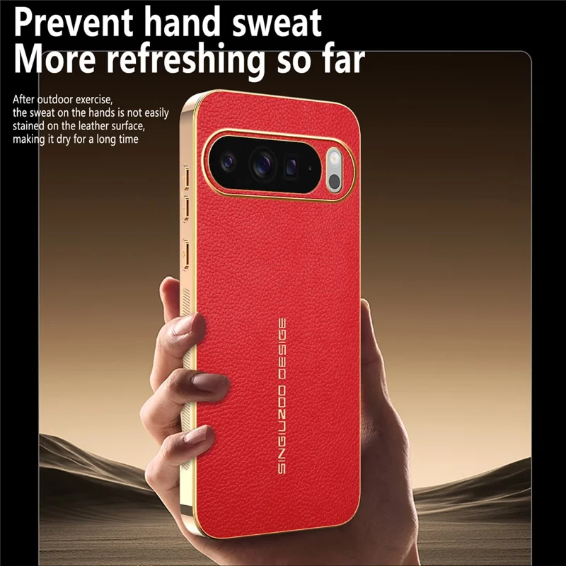 For Google Pixel 10 Pro XL Case Anti Scratch Litchi Texture TPU Leather PU Phone Back Cover - Red
