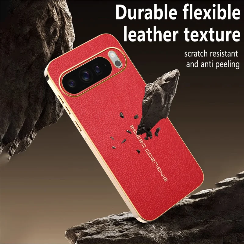 For Google Pixel 10 Pro XL Case Anti Scratch Litchi Texture TPU Leather PU Phone Back Cover - Red