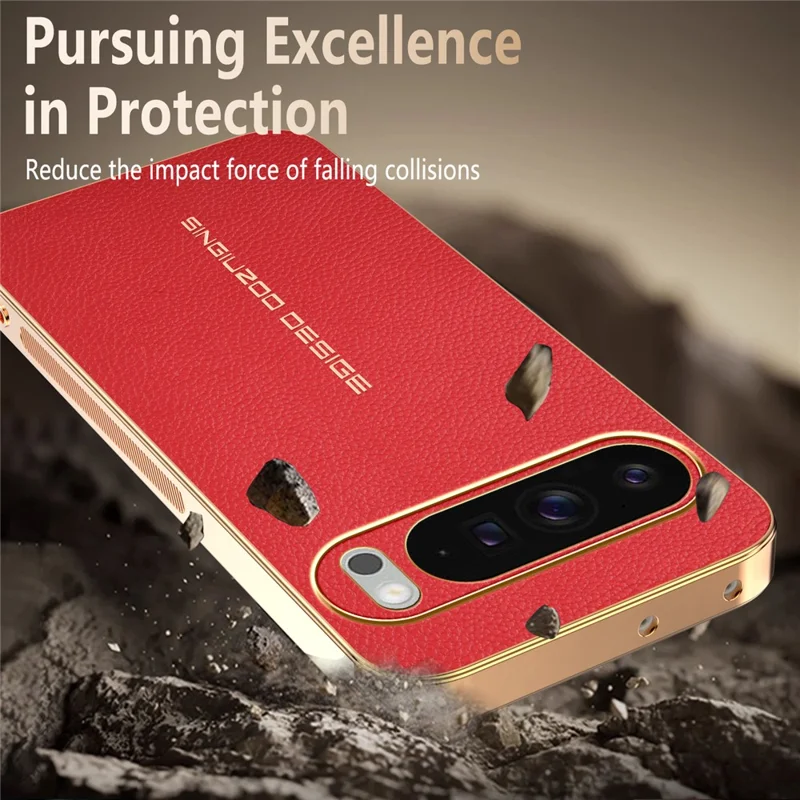 For Google Pixel 10 Pro XL Case Anti Scratch Litchi Texture TPU Leather PU Phone Back Cover - Red