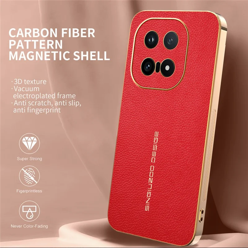 Til vivo iQOO 15 5G hylse mod ridser med lærredstekstur i TPU og læder af PU - rød