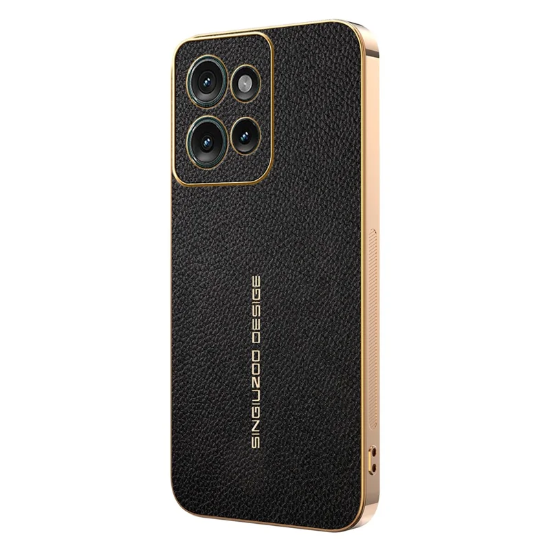 For Motorola Moto Edge 50 5G Case Anti Scratch Litchi Texture TPU Leather PU Phone Back Cover - Black