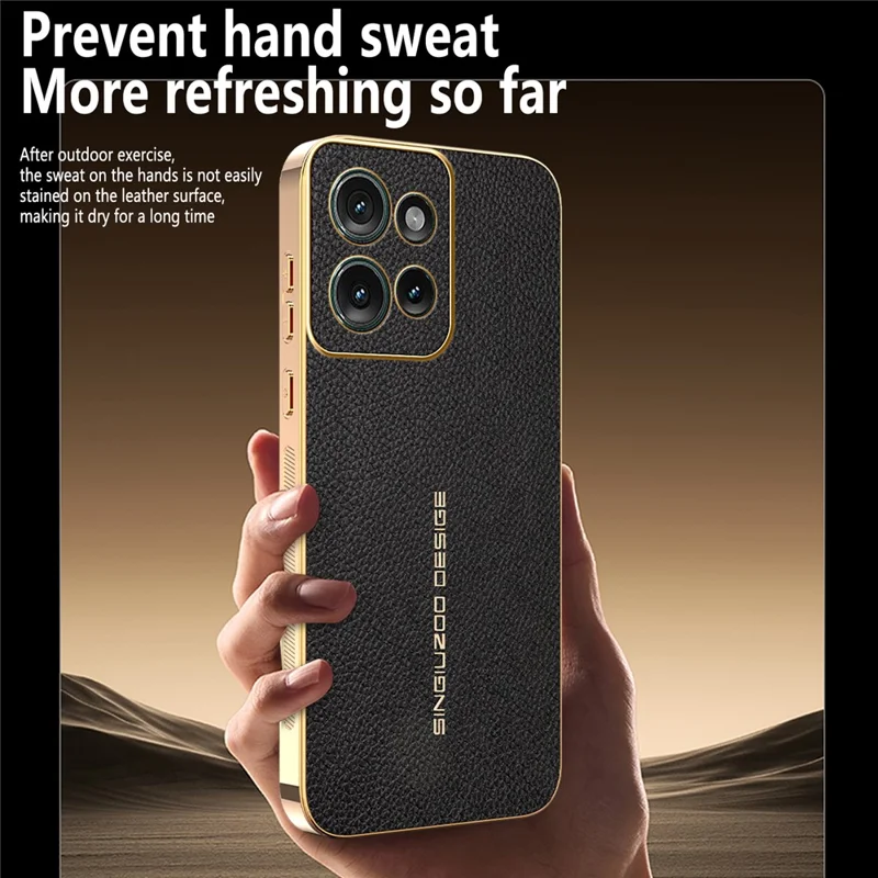 For Motorola Moto Edge 50 5G Case Anti Scratch Litchi Texture TPU Leather PU Phone Back Cover - Black