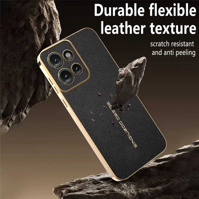 For Motorola Moto Edge 50 5G Case Anti Scratch Litchi Texture TPU Leather PU Phone Back Cover - Black
