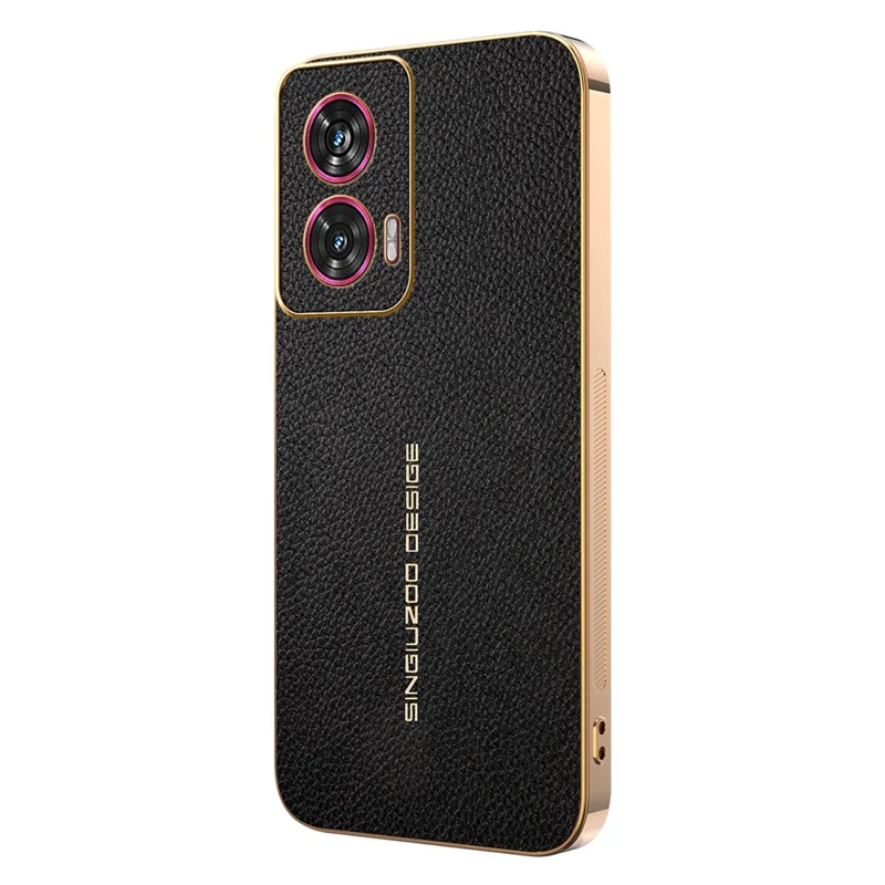 Phone Case For Motorola Edge 50 Fusion 5G  /  G96 5G Anti Scratch Litchi Texture TPU Leather PU Phone Back Cover - Black