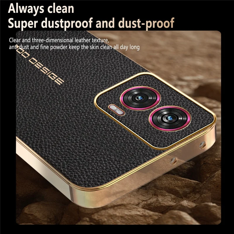 Phone Case For Motorola Edge 50 Fusion 5G  /  G96 5G Anti Scratch Litchi Texture TPU Leather PU Phone Back Cover - Black